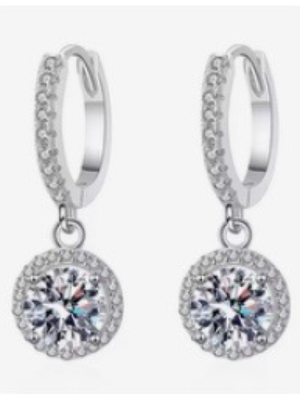 925 Sterling Silver 1 carat Moissanite dangle earrings